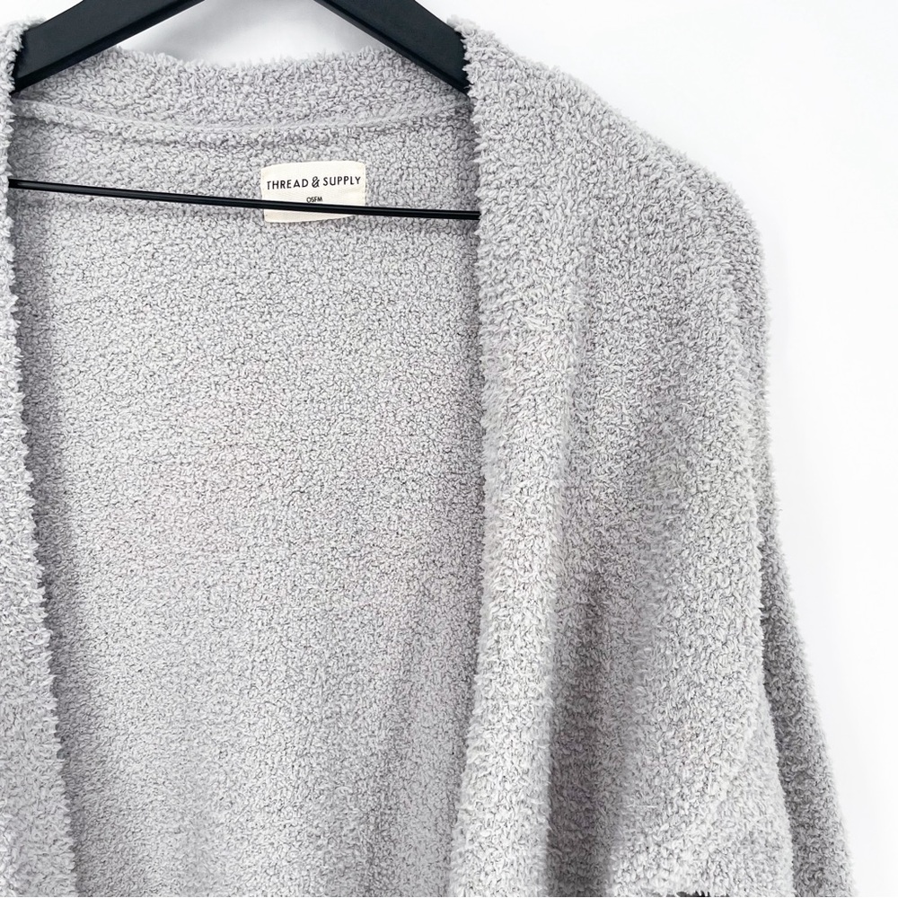 Thread & Supply Fuzzy Colorblock Open Cardigan Gr… - image 2